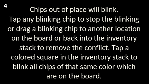 Tutorial slide explaining that chips out of place blink