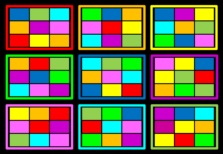 A Color Sudoku board filled with colored chips
